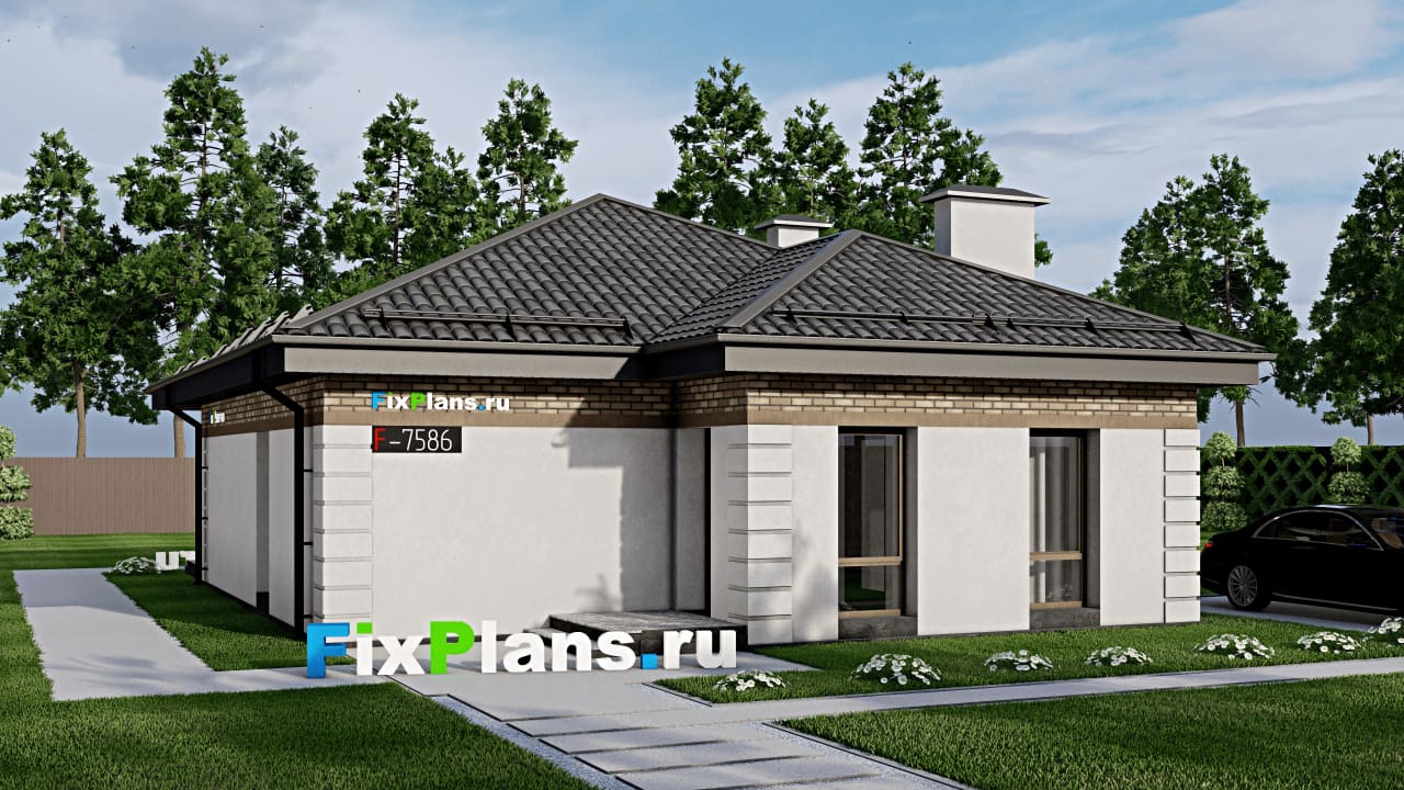 Одноэтажный дом F-7586 — фасад