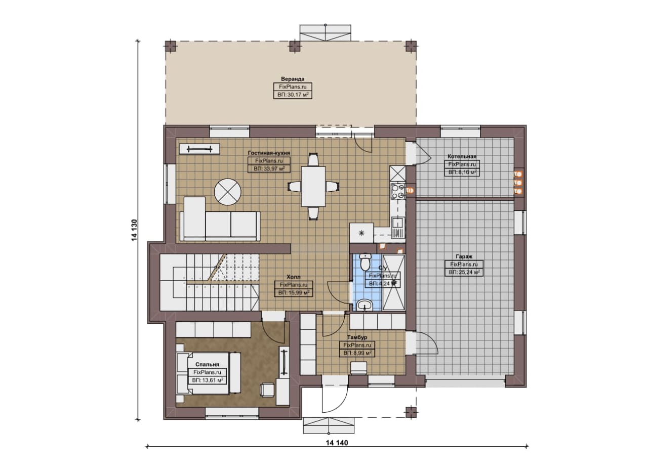 Планировка Двухэтажный дом F-17315