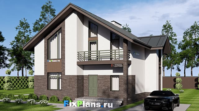 Одноэтажный дом с мансардой  F-20906