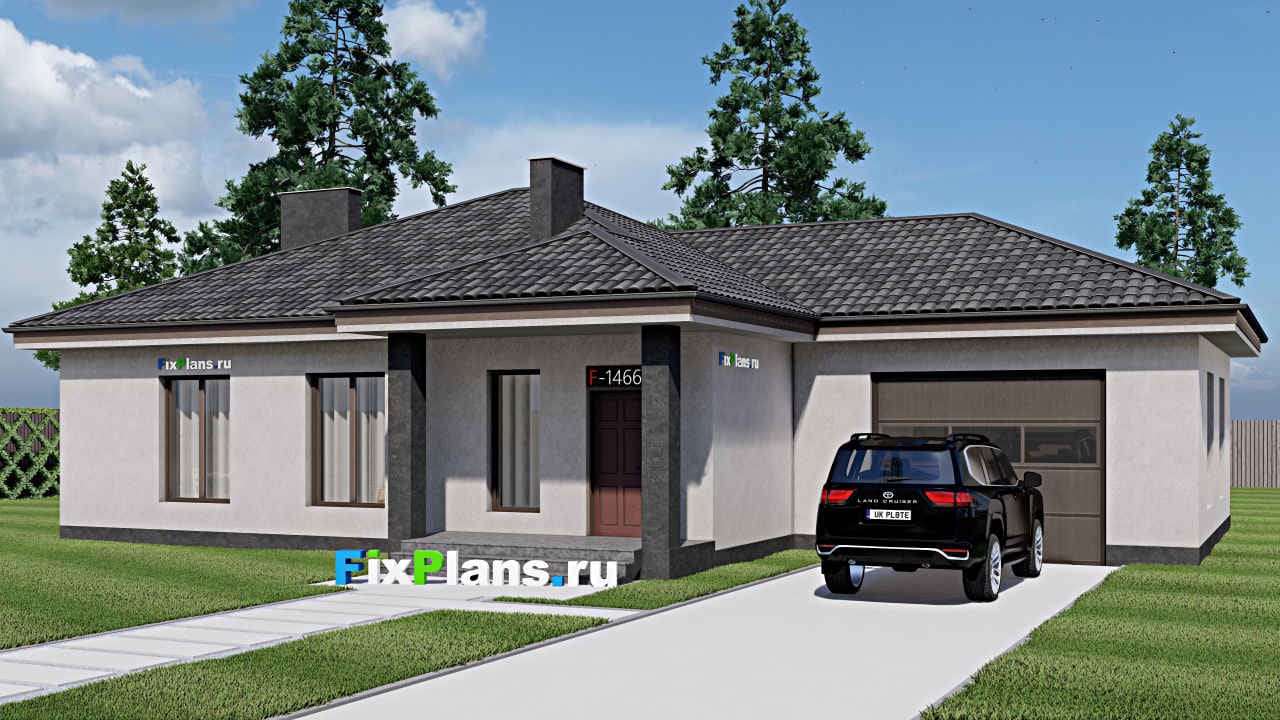 Одноэтажный дом F - 1466 — фасад