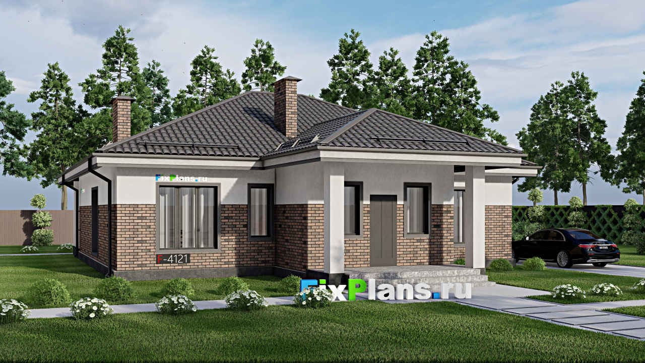 Одноэтажный дом F-4121 — фасад