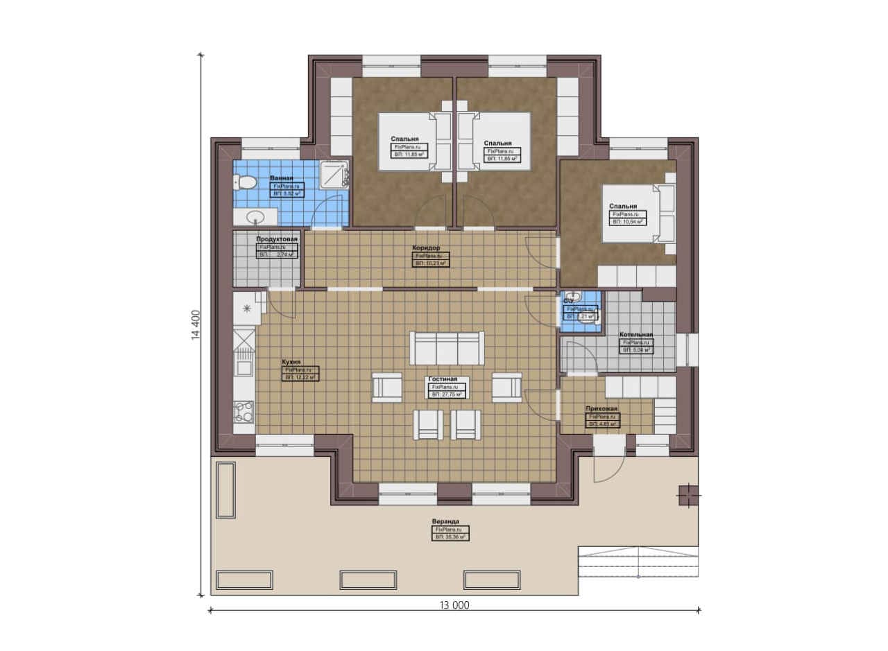 Планировка Одноэтажный дом F-0125