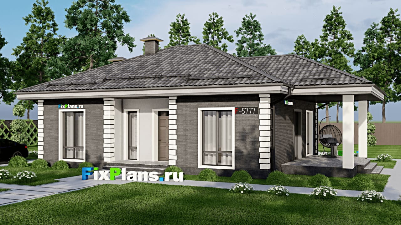 Одноэтажный дом F-5777 — фасад